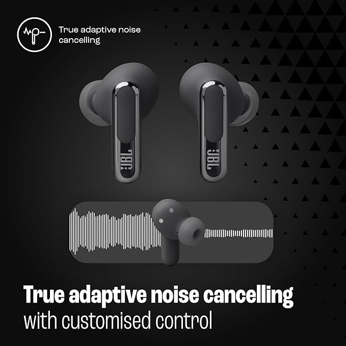 JBL Live Beam 3 - True Wireless Noise-Cancelling Stick-Closed Earbuds, 48Hrs Total Playback, Wireless Charging, 6 Mics for Perfect Calls, Multi-Point Connection, IP55 Waterproof and dustproof (Black)