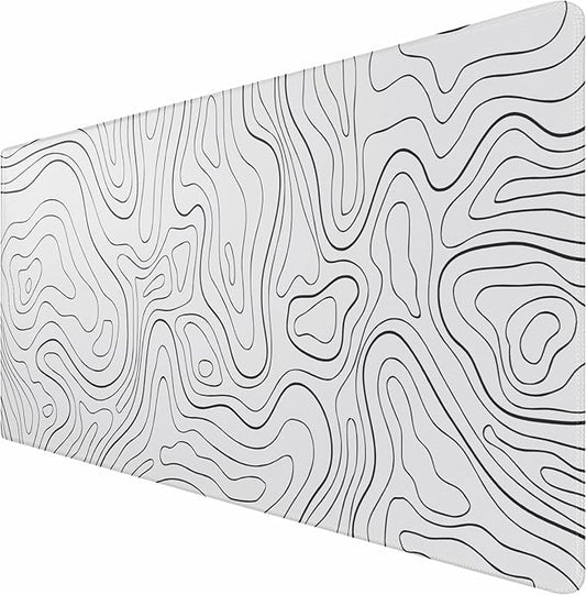 Gaming Mouse Pad, Large Pad with Non-Slip Rubber Base, Waterproof Mousepad with Stitched Edges, XXL Computer Long Keyboard Mouse Mat for Gamer, Office & Home, 31.5" x 15.7", White Black Lines