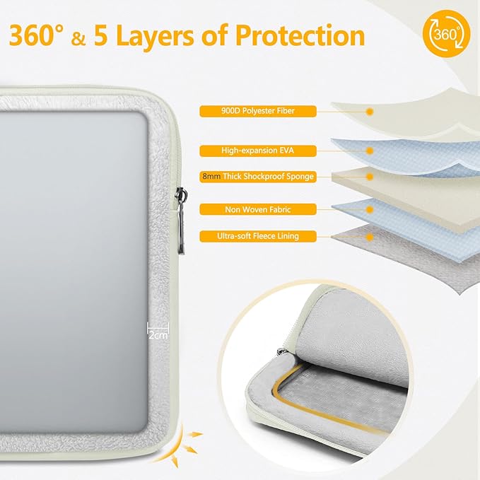 HYZUO 13 Inch Laptop Sleeve Bag Set for MacBook Air 13 M5/M4/M3/M2/M1 A3449 2026-2018, 13" MacBook Neo 2026 A3404, MacBook Pro 13 M2/M1 2026-2016, iPad Pro/Air 13, XPS 13, Surface Pro, Beige
