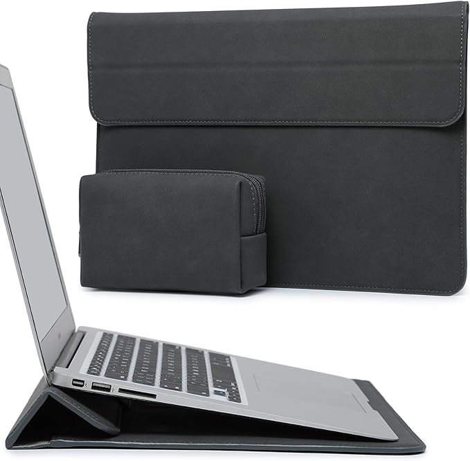 HYZUO 13.3-14 Inch Laptop Sleeve Case with Stand Feature for MacBook Pro 14 M5/M4/M3/M2/M1 2026-2021, MacBook Pro/Air 13.3, 13.5" 13.8" Surface Laptop, HP Spectre X360 13/14, Space Gray