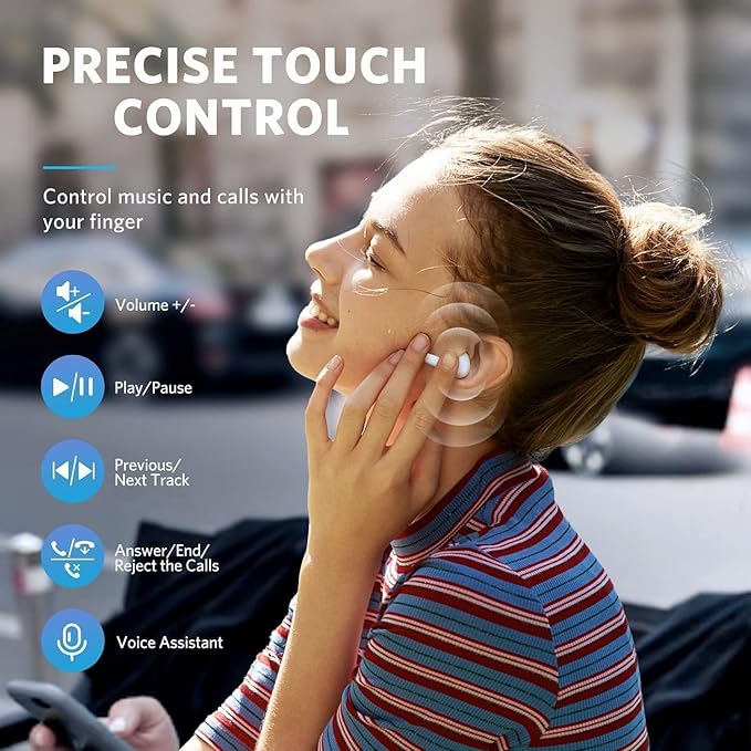 Wireless Earbuds, Bluetooth 5.4 in Ear Headphones with Noise Cancelling Mic, 48H Playtime HiFi Stereo Bluetooth Earphones, IPX8 Waterproof Touch Control True Wireless Headphones for iPhone/Android/iOS
