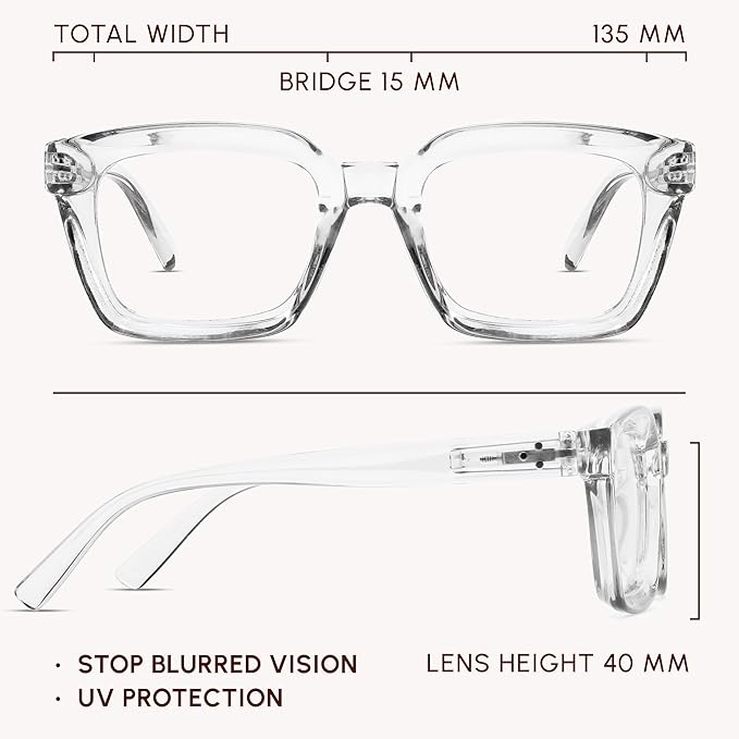 IBOANN Oversized Blue Light Glasses for Woman, Funky Fashion Glasses With Preppy Look, Reduce Screen Fatigue Computer Glasses