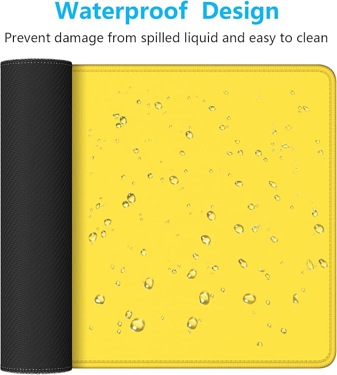 Dapesuom Large Mouse Pad, Extended Gaming Mouse Mat with Stitched Edges, Full Size Desk Mats with Non-Slip Base, Computer Big Desktop Keyboard Pad for Gamer, Laptop, Office, 23.6 x 11.8 in, Yellow