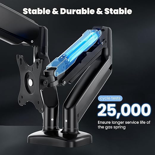 DUMOS Set of 2 Dual Monitor Stand for Desk, Gas Spring Monitor Arm for 2 Monitors Max 32 Inches, Fully Adjustable Double Monitor Mount, VESA Mount with C-Clamp/Grommet Base, Holds Screen 17.6 lbs