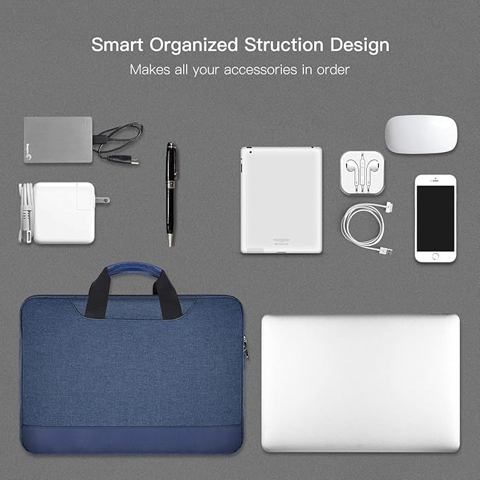 15.6 Inch Laptop Sleeve Bag, Waterproof Men Women TSA Case for Macbook Pro 16 M4 M3 M2 M1, Acer Aspire E15/Predator, Lenovo Ideapad 1 15.6, HP Envy/Victus 15.6, ASUS Dell 15 16 Case, Navy Blue