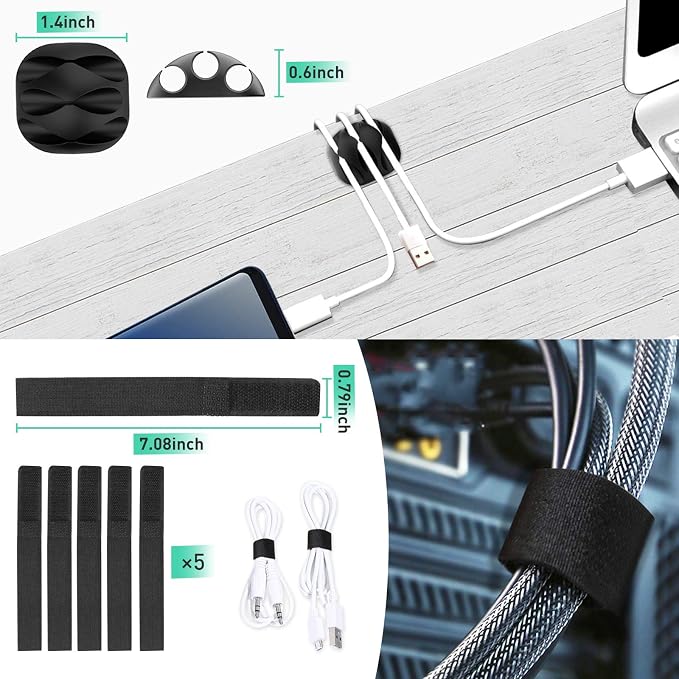 ENONCI Updated Cable Raceway Kit - 77 (5x15.4) Inch Open Slot Wire Covers for Cords, Under Desk Cable Management System to Hide Under Desk/Tv/Computer/Net/Power Cords, (Pack 5) - Image 4