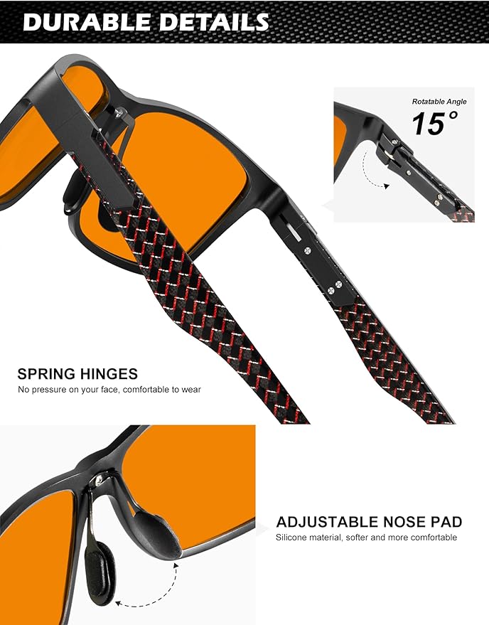 ANYLUV Carbon Fiber Reading Glasses for Men Women, Blue Light Blocking Computer Readers, Anti Glare Spring Hinge