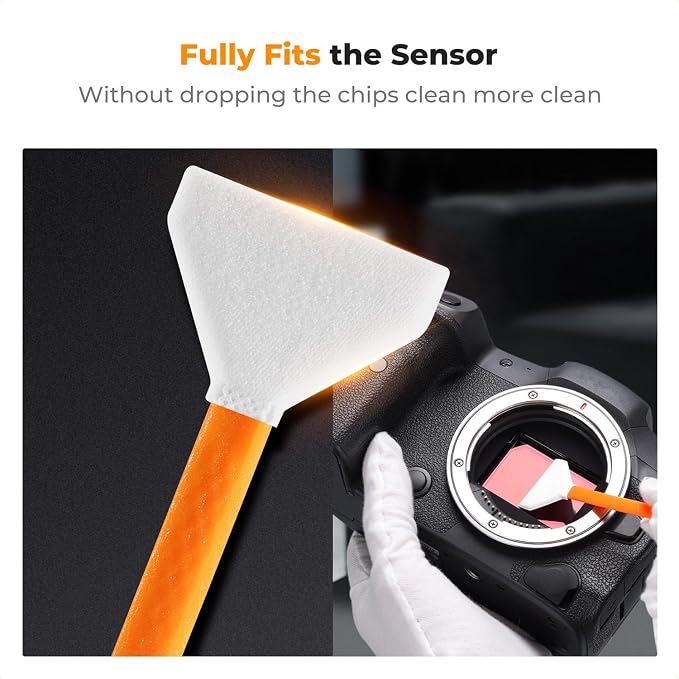 K&F CONCEPT 24mm Full Frame Sensor Cleaning Swab*10 + 20ml Sensor Cleaner, DSLR SLR Digital Camera CMOS and CCD Sensor Cleaning Swab Kits for Nikon Sony Canon Camera Clean - Image 3