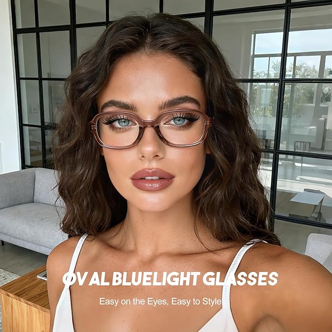Dollger Blue Light Glasses for Women Oversized Oval Fashion Computer Glasses Retro Chunky Frame Clear Lens