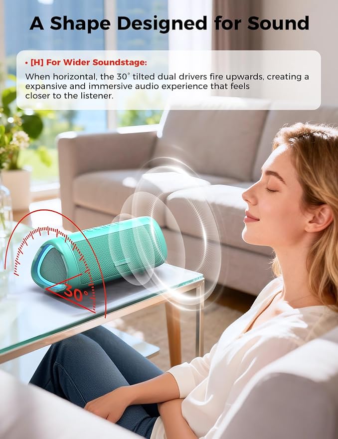 Bluetooth Speaker with HD Sound, Portable Wireless, IPX5 Waterproof, Up to 20H Playtime, TWS Pairing, BT5.3, for Home/Party/Outdoor/Beach, Electronic Gadgets, Birthday Gift (Teal)