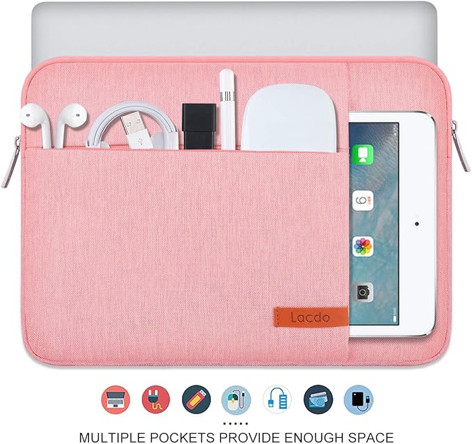 Lacdo Laptop Sleeve Case for 16 inch MacBook Pro M5 Pro/Max A3428 A3429 (2026), M4/M3/M2/M1 A3403 A3186 A2991 A2780 A2485 A2141 | 15 inch Microsoft Surface Laptop 7th Copilot+PC Computer Bag, Peach