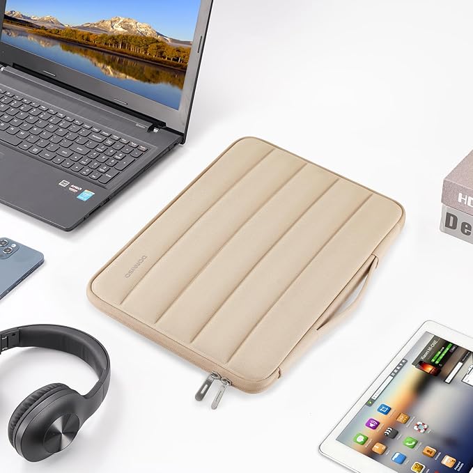 DOMISO 15.6 inch Laptop Case Sleeve Protective Cover Compatible with 16 inch MacBook Pro M4 M3 M2/Pro Max,15.6-16 inch HP Dell ASUS Lenovo Chromebook,Waterproof Computer Cases Bag with Handle,Beige