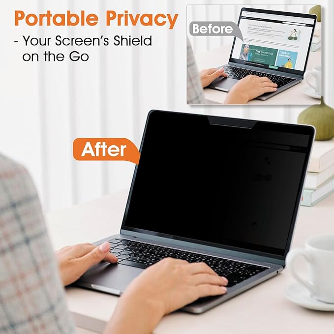 Laptop Privacy Screen 15.6 Inch 16:9, Anti Glare Film Blue Light Filter, Computer Privacy Screen Shield Compatible with 15.6'' Hp Acer Asus Lenovo Dell Samsung Portable Monitor Protector