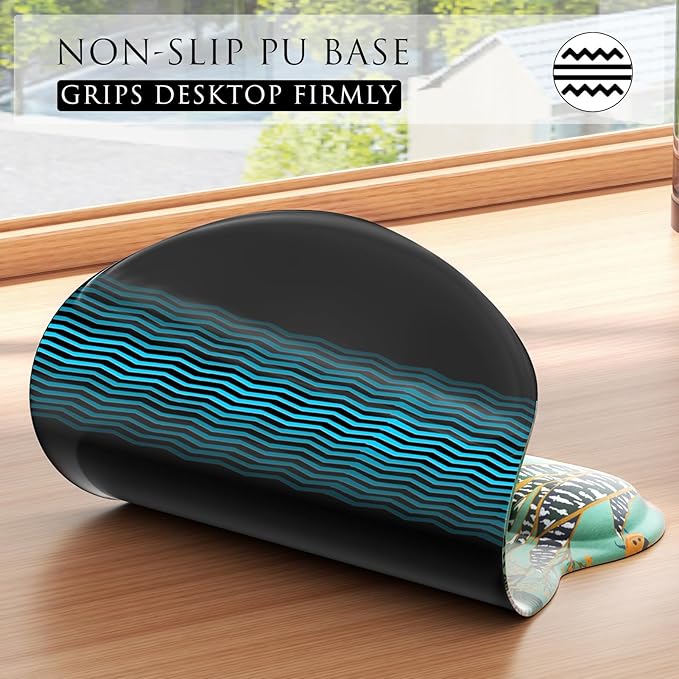 MROCO Ergonomic Mouse Pad with Gel Wrist Rest, Smooth Wrist Support Surface, Non-Slip PU Base for Pain Relief, Comfortable Mousepad for Computer, Laptop, Office & Home, 9.4 x 8.1 in, Garden Whispers