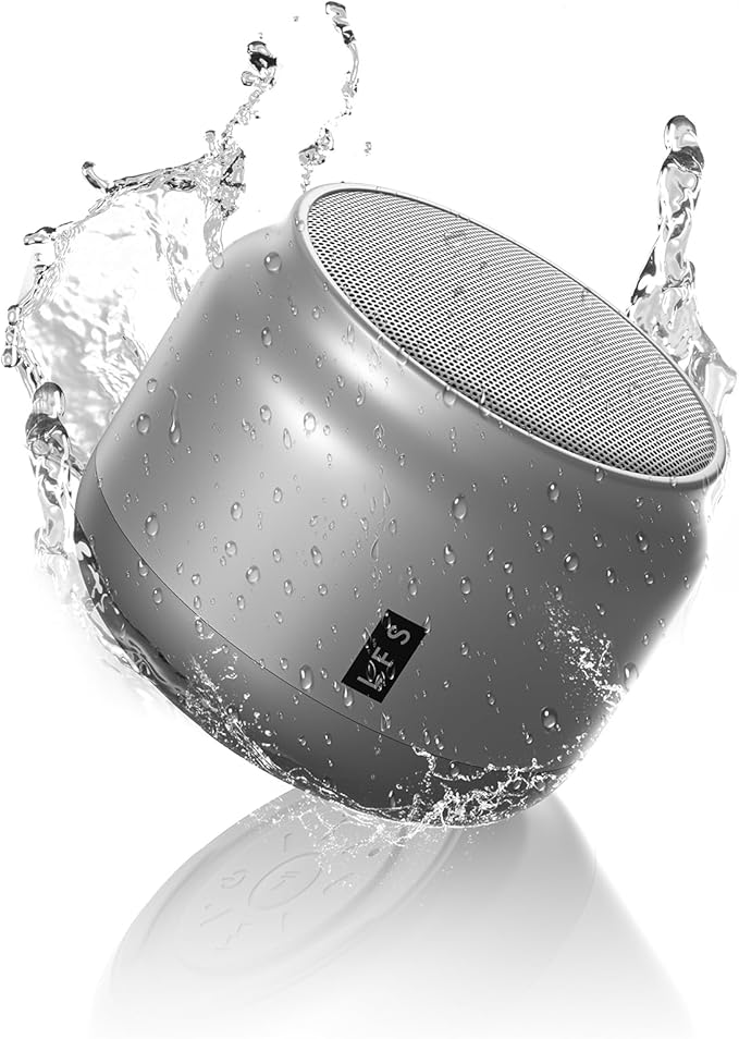 LFS Portable Bluetooth Speaker,Small Bluetooth Speake,Ultra Long Play 15 Hours,TWS Pairing,Suitable for Home,Pool,Beach,Boating, Hiking, Camping for Waterproof Outdoor Mini Speaker-Silver White