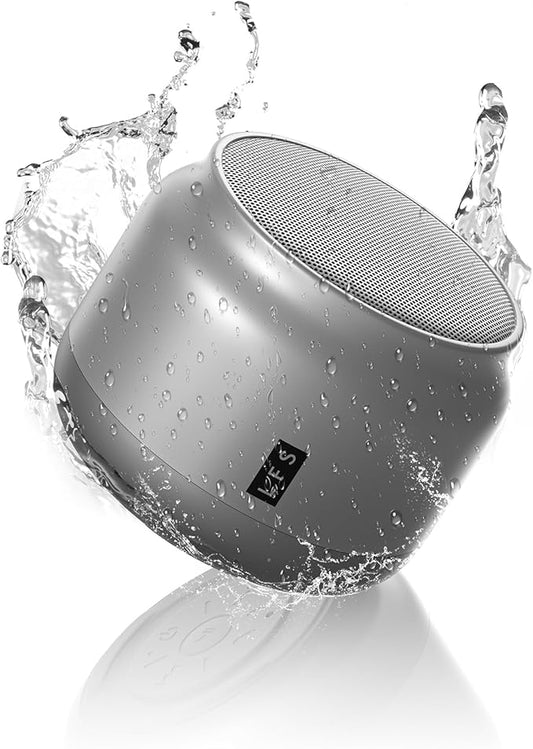 LFS Portable Bluetooth Speaker,Small Bluetooth Speake,Ultra Long Play 15 Hours,TWS Pairing,Suitable for Home,Pool,Beach,Boating, Hiking, Camping for Waterproof Outdoor Mini Speaker-Silver White