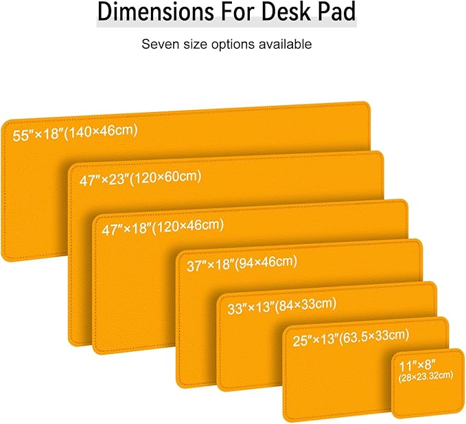 Dual Sided Leather Desk Mat - Waterproof Desk Pad - Ideal for Large Mouse Pad and Desk Mats on Top of Desks (Yellow, 33"*13")