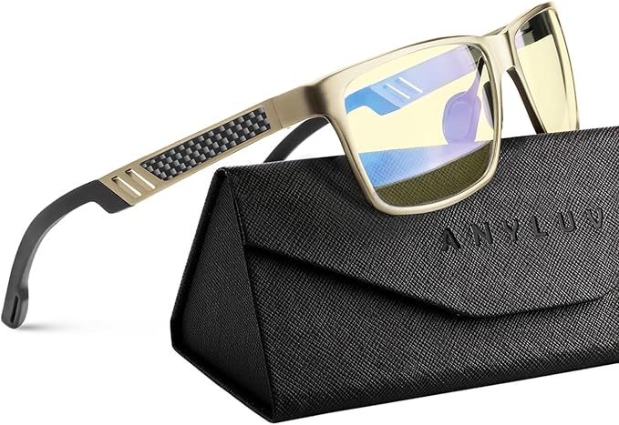 ANYLUV Blue Light Blocking Glasses Men Computer Gaming Glasses Lightweight Al-Mg Metal Anti Eyestrain Eye Protection
