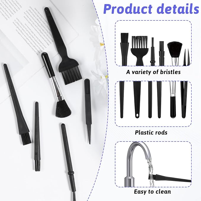 Small Keyboard Brush, 6 PCS Mini Keyboards Cleaner Brushes Kit, Nylon Anti Static Dusting Brush Electronics Cleaning Small Spaces Keyboard Cleaning Brushes for Cleanings Computer Motherboard Camera - Image 4