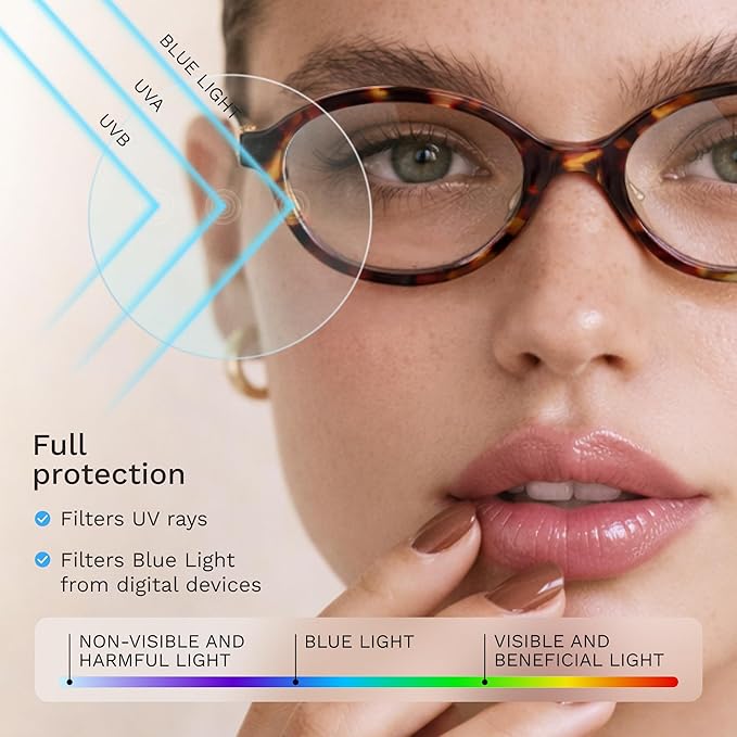 livho Blue Light Glasses for Women – Y2K Aesthetic Frame with Blush Pink Case, 90s Vibe for Screen Time Blue Light Blocking