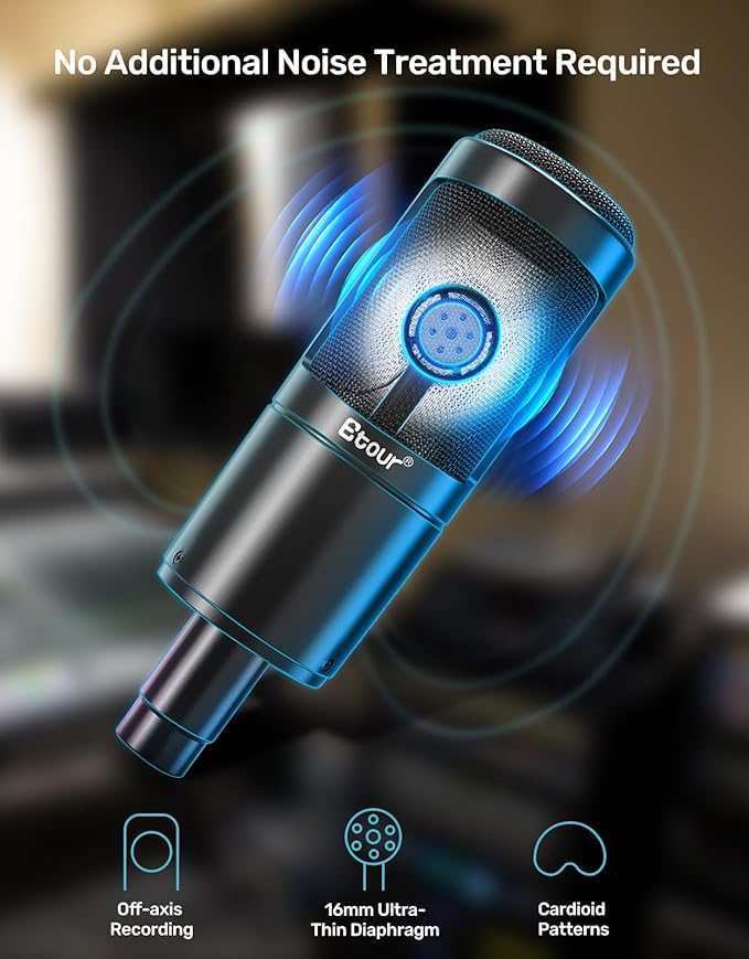 Cardioid Condenser Microphone Set [Inclusion Dedicated Shock Mount & XLR Cable], Computer Podcast Mic for Singing Ideal Project/Home Studio Streaming for Gaming YouTube Recording Vocals