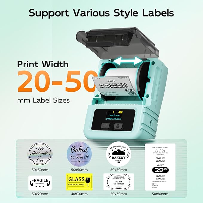 Phomemo M120 Smart Label Printer - 2" Bluetooth Thermal Label Maker with OCR & Voice Recognition, 3000 Labels Battery, 6000+ Icons for Business & Home