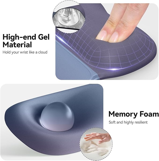 TECKNET Gel Mouse Pad with Wrist Rest, 3 in 1 Keyboard Wrist Rest for Pain Relief, Non-Slip PU Base & Easy Typing, Ergonomic Mousepad Set for Office & Home