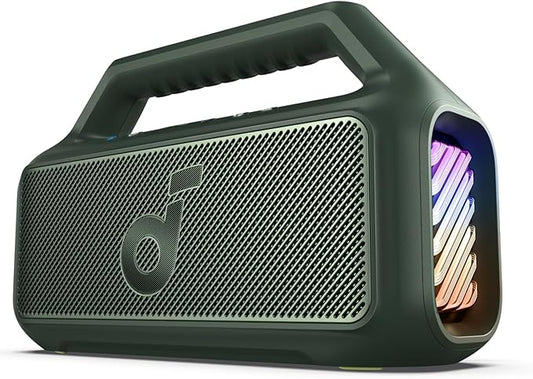 Soundcore Boom 2 By Anker, Outdoor Speaker, 80W, Subwoofer, BassUp 2.0, 24H Playtime, IPX7 Waterproof, Floatable, RGB Lights, USB-C, Custom EQ, Bluetooth 5.3, Portable for Camping and Beach - Green