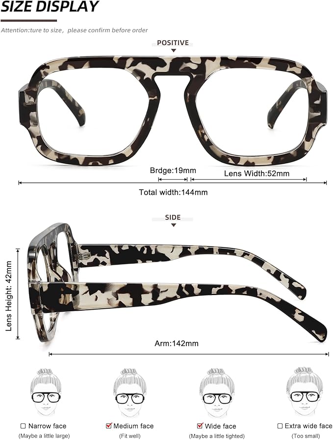 MEETSUN Oversized Retro Square Aviator Computer Blue Light Blocking Glasses for Women Men Fashion Fake Eyeglasses