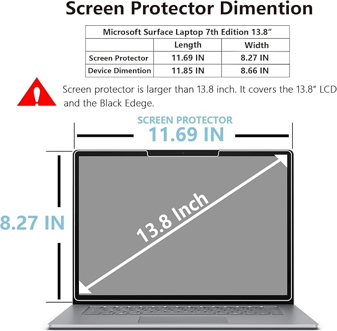 Megoo Glass Screen Protector for Surface Laptop 7 (2024 AIPC, 13.8 Inch) - Scratch Resistant, High Sensitivity, Bubble-free Instalation, Ultra Clear, Surface Pen Compatible, 2 Pack