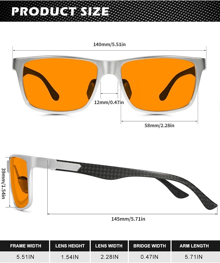 ANYLUV Carbon Fiber Reading Glasses for Men Women, Blue Light Blocking Computer Readers, Anti Glare Spring Hinge