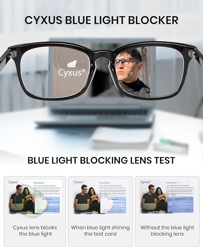 Cyxus Blue Light Glasses Men Women Reduce Eye Strain UV Blocking for Office Work Computer Screen 8082