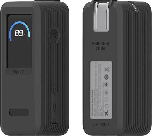 SIKAI CASE Silicone Case for Anker Prime Power Bank 9,600mAh 65W Raised Edges Design for AC Plug Integrated Dust Plug Precise Opening Compatible with Anker 65W Prime Power Bank Protective Case (Black)