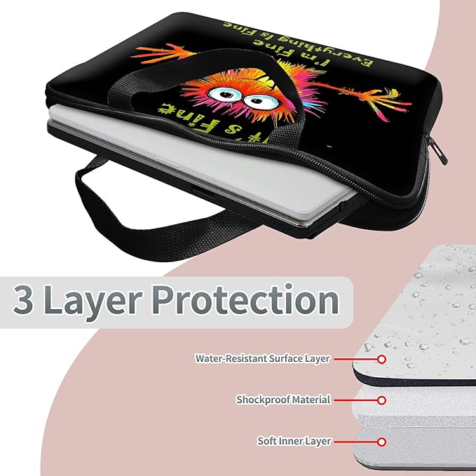 Universal Laptop Sleeve Tablet Case 12 inch, Colorful Little Monsters Slim Carrying Case Handbag Travel Laptop Bag for Surface Pro 9 8 7/Laptop Go 2 3, MacBook Air 11/12