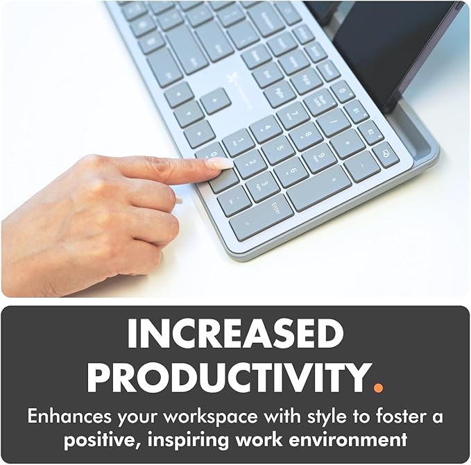 X9 Full-Size Bluetooth Keyboard with Phone Holder – Backlit Wireless Keyboard, Switch Multi-Device, Slim, Quiet, Rechargeable, w/Copilot AI for PC, Mac, iOS & Android (Silver)