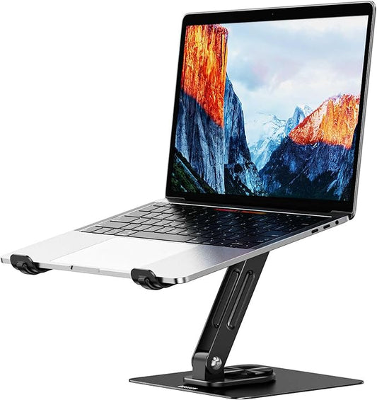 BESIGN LS12 Laptop Stand with 360° Rotating Base, Ergonomic Adjustable Notebook Holder, Computer Riser Stand Compatible with Air, Pro, Dell, HP, Lenovo More 10-14" Laptops (Black)