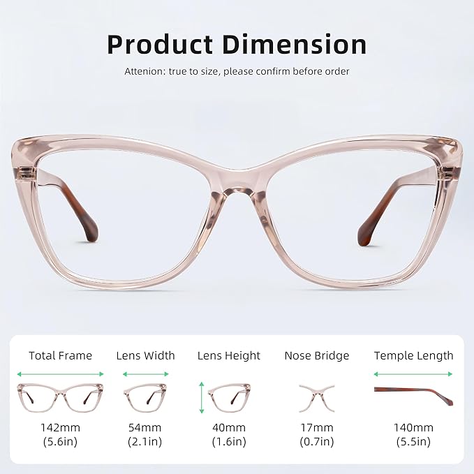 DOERAYM Blue Light Glasses for Woman: Amber Tint Reading Glasses for Night Shift Nurses & Office Workers