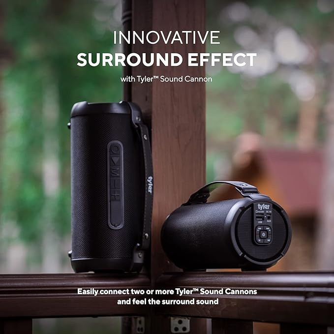 Tyler Wireless Bluetooth Speaker Water Resistant Long Range 300 watt Rechargeable Boombox USB MP3 Micro SD AUX Inputs Fm Radio Sound & Bass Carry Strap Lightweight for Home Outdoor Stereo
