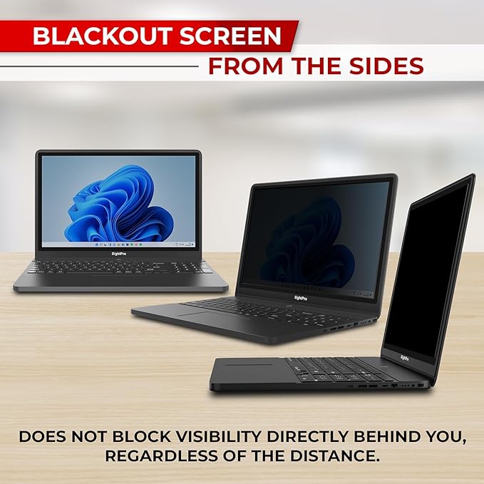 SightPro 15.6 Inch 16:9 Laptop Privacy Screen Filter - Computer Monitor Privacy Shield and Anti-Glare Protector
