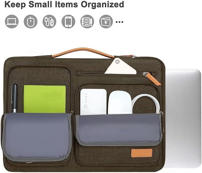 MOSISO 360 Protective Laptop Case 15 inch, 15 inch Laptop Sleeve Compatible with MacBook Air M5 M4 M3 M2 2026-2023, Dell XPS Plus, Side Open Carrying Case with 4 Zipper Pockets&Handle, Carob Brown