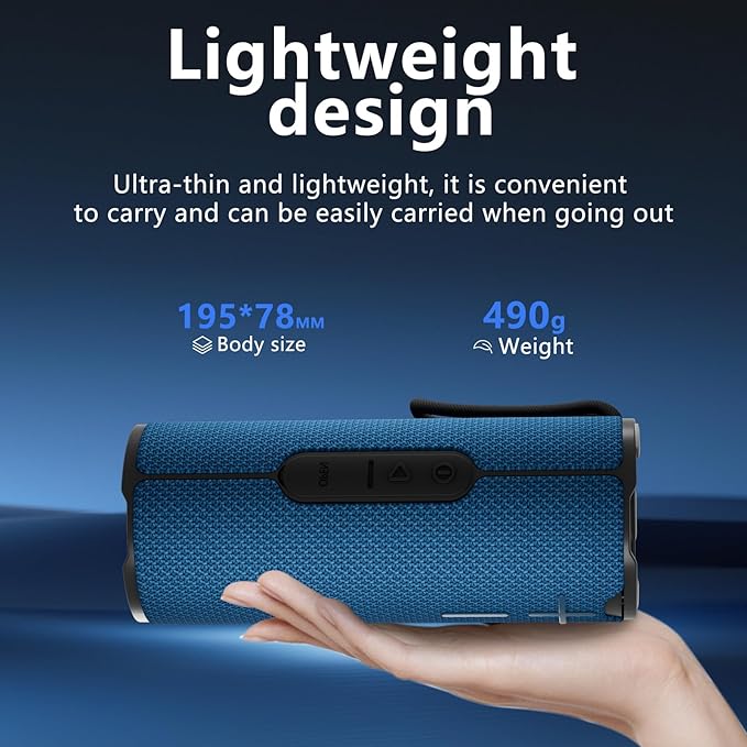 BYANDBY Bluetooth Speaker with IPX5 Waterproof 2 Portable, Long Playtime, Wireless Stereo Pairing, 12W Stereo Sound, BT 5.3, Bassup, Electronics for Home, Shower, Outdoors, Travel(Blue)