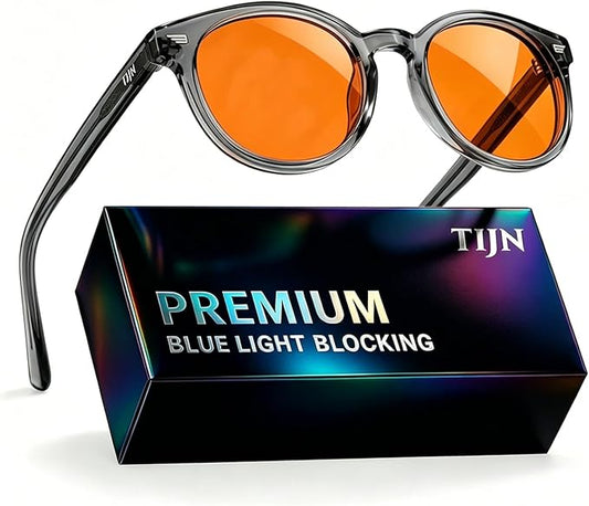 TIJN Blue Light Blocking Glasses Men Women Vintage Thick Round Rim Frame Eyeglasses