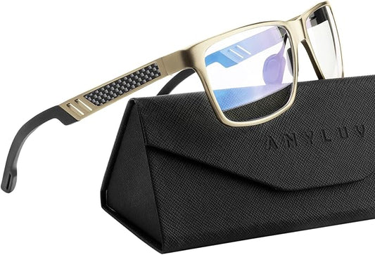 ANYLUV Blue Light Blocking Glasses Men Computer Gaming Glasses Lightweight Al-Mg Metal Anti Eyestrain Eye Protection