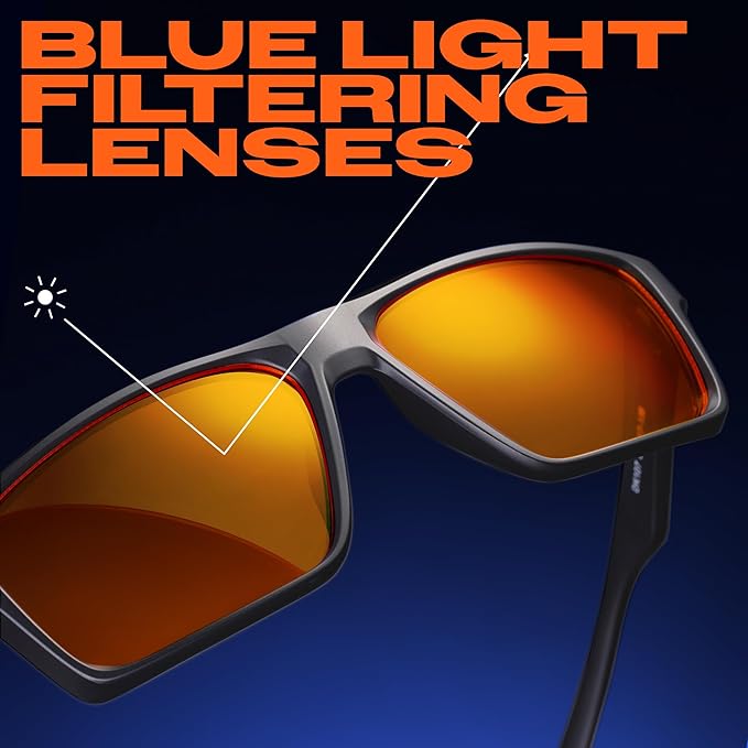 Titan Gaming Glasses, Blue Light Blocking, Night Driving Glasses for Men, Computer Protection, Gift for Gamers