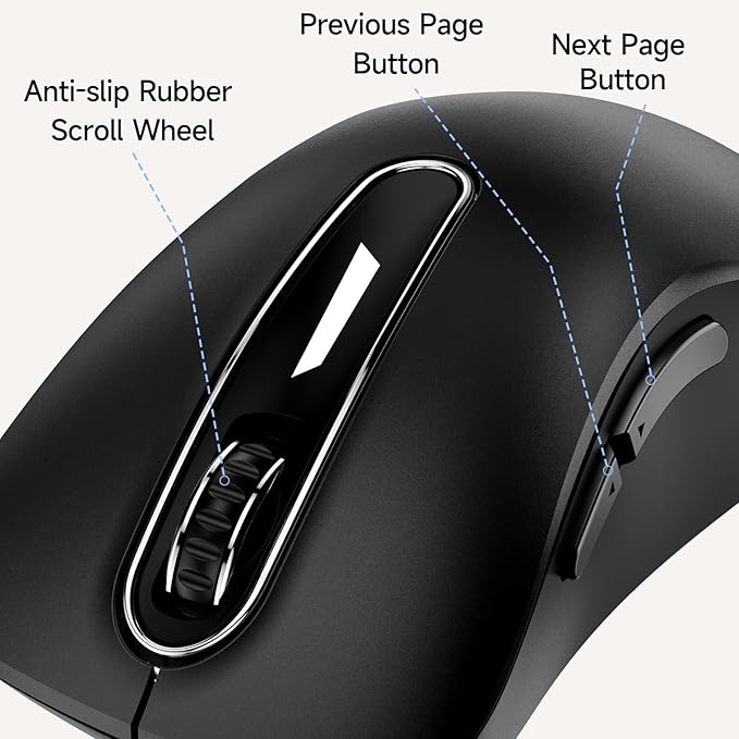 memzuoix Wired Mouse, USB Computer Mouse 1400 DPI Mobile Optical Mouse Ergonomic Design Computer Mice with 5FT Cord for Laptop, PC, Desktop, MacBook, 5 Buttons (Black)