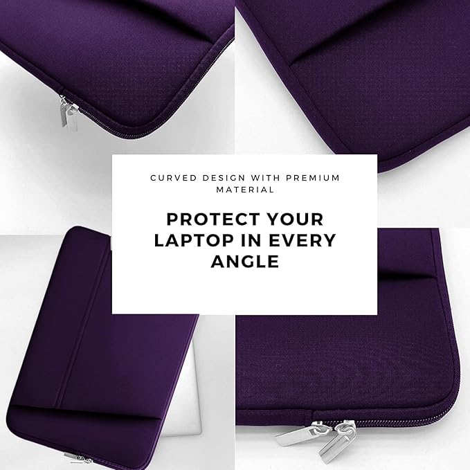 Laptop Sleeve Case 15.6 inch, Sturdy Portable Monitor Computer Laptop Case, Carrying Sleeve Bag 15.6'' with Pockets for MacBook PC Mac HP Lenovo Dell Asus Xbox Switch, Deep Purple