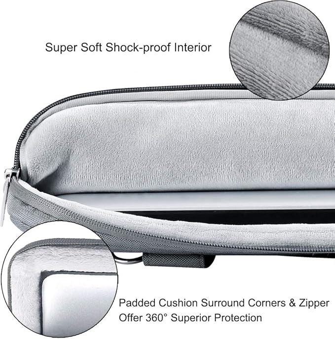 Voova Laptop Bag 17 17.3 Inch, 360° Protective Laptop Case Sleeve with Shoulder Strap Compatible with 17-18 Inch Lenovo Asus Acer Dell Hp, Waterproof Computer Bag Slim Briefcase for Men Women, Grey