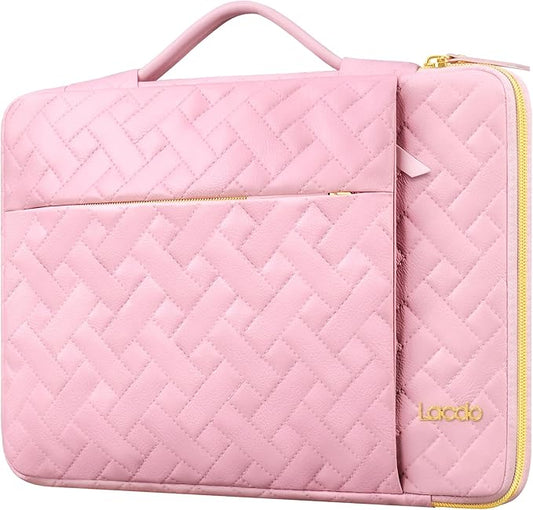 Lacdo 360° Protective Laptop Sleeve Case for 15 inch New MacBook Air M5/A3448 (2026), M4 A3241 2025, M3 A3114, M2 A2941 2024-2023, 15 inch MacBook Pro A1990 A1707 Computer Bag Sleeve, Sakura Pink