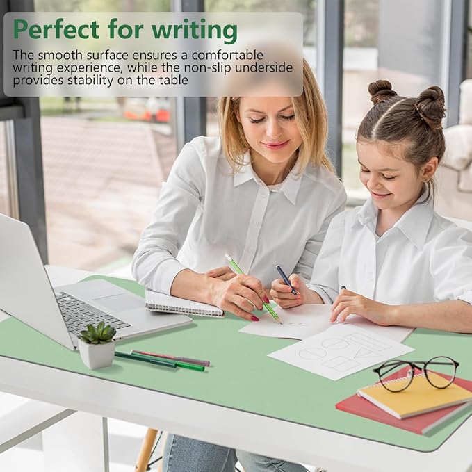 Green Desk Mat, 31.5"×15.7" Desk Matt for Desktop, Waterproof Keyboard Pad, Computer Mats for Desktop, Large Mouse Pad, Non-Slip Computer Mat for Office Home - Lake Green