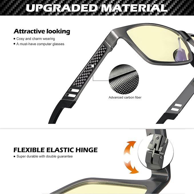 ANYLUV Blue Light Blocking Glasses Men Computer Gaming Glasses Lightweight Al-Mg Metal Anti Eyestrain Eye Protection